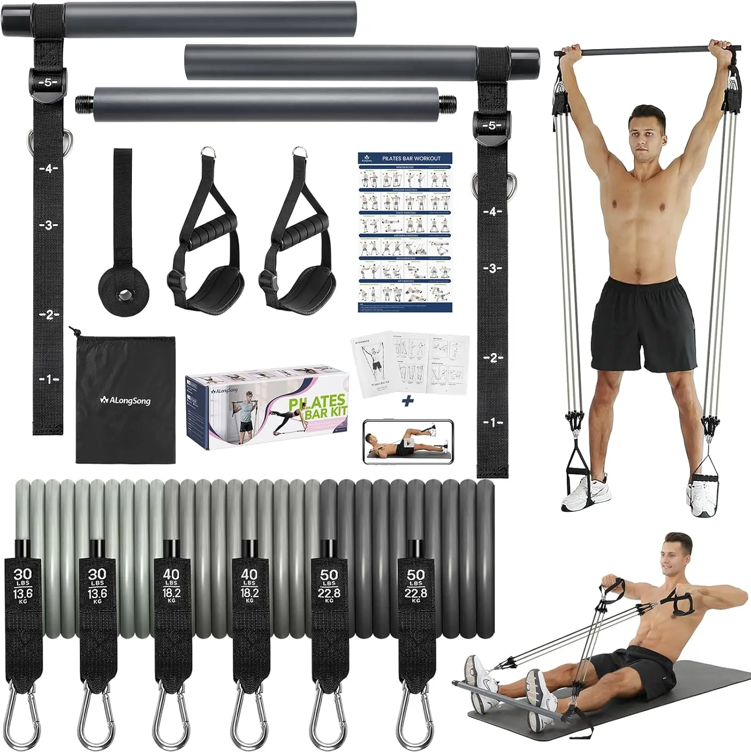 ALongSong – Set d’élastiques de musculation power bands pour tractions assistées et renforcement