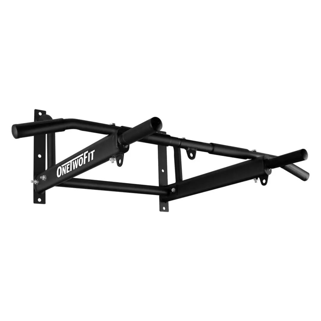 Barre de traction murale ONETWOFIT noire avec coussins