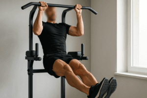 Illustration abdos barre de traction — scène d'utilisation réaliste