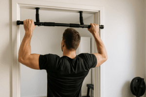 Illustration barre de traction cadre de porte — scène d'utilisation réaliste