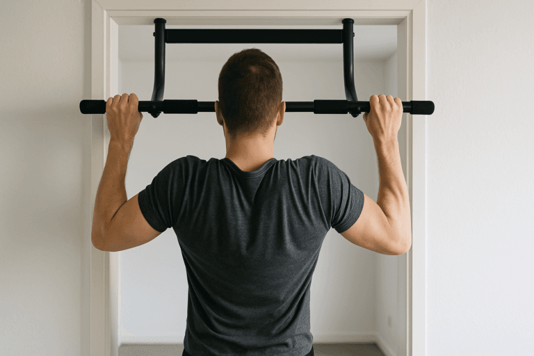 Illustration barre de traction pas cher — scène d'utilisation réaliste