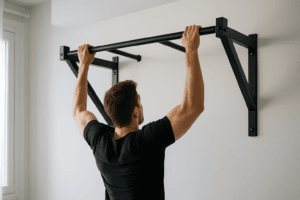 Illustration barre traction colocation — scène d'utilisation réaliste