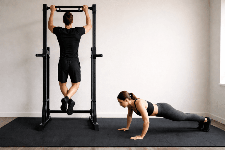 Illustration tractions et pompes — scène d'utilisation réaliste