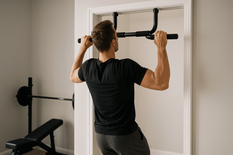 Illustration meilleure barre de traction sans perçage — scène d'utilisation réaliste