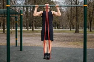 Illustration elastique barre de traction — scène d'utilisation réaliste