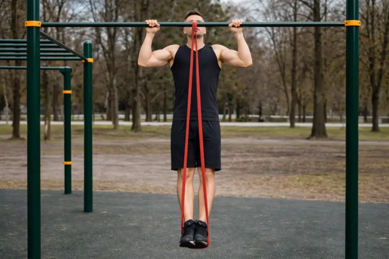 Illustration elastique barre de traction — scène d'utilisation réaliste