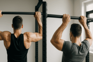 Tractions prise large vs prise serrée : comparaison visuelle sur barre de traction