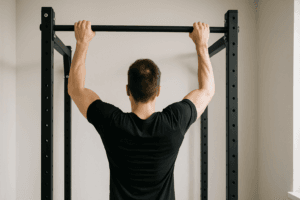 Illustration barre de traction débutant — scène d'utilisation réaliste