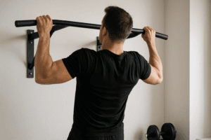 Illustration barre de traction placo — scène d'utilisation réaliste