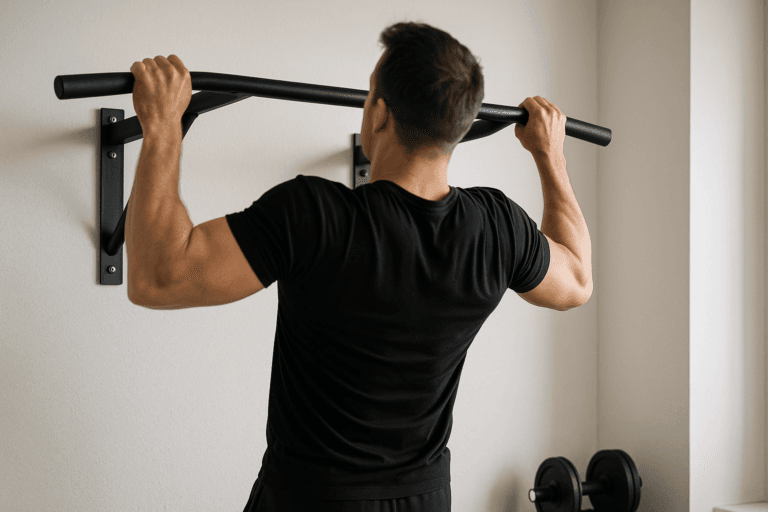 Illustration barre de traction placo — scène d'utilisation réaliste