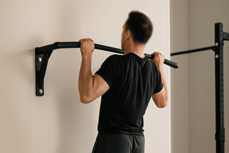 Illustration barre de traction placo danger — scène d'utilisation réaliste