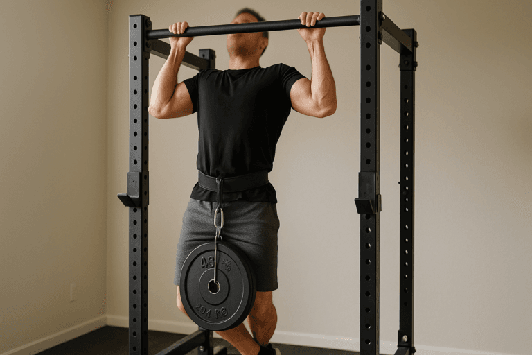 Illustration barre de traction poids élevé — scène d'utilisation réaliste