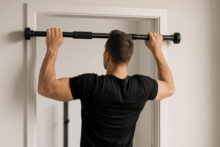 Illustration barre de traction sans vis — scène d'utilisation réaliste