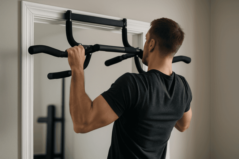 Illustration barre traction location — scène d'utilisation réaliste