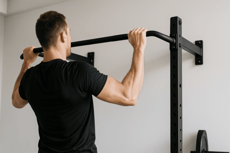 Illustration fixer une barre de traction — scène d'utilisation réaliste