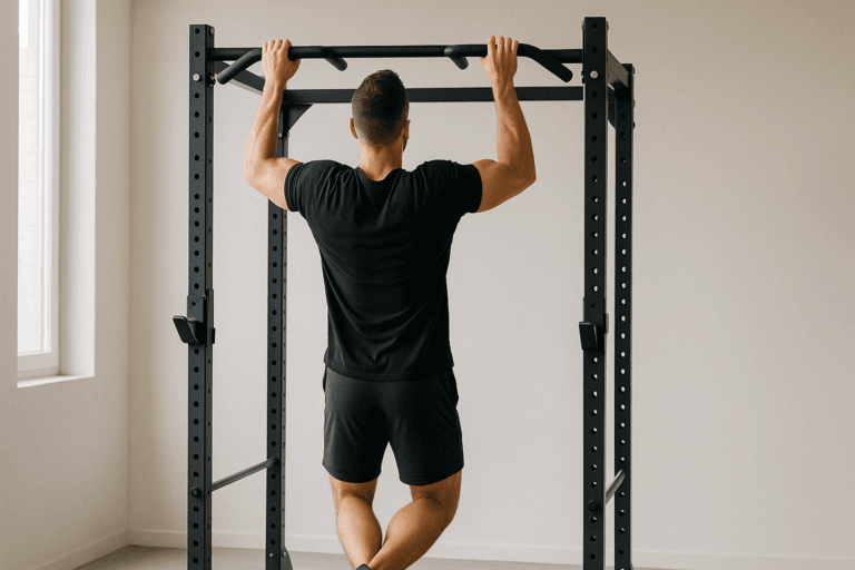 Illustration home gym traction — scène d'utilisation réaliste