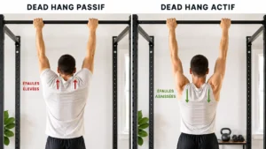Dead hang passif et dead hang actif : comparaison des épaules élevées et épaules abaissées à la barre de traction