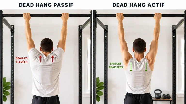 Dead hang passif et dead hang actif : comparaison des épaules élevées et épaules abaissées à la barre de traction