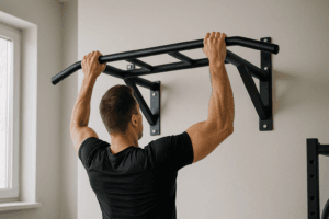 Illustration barre de traction placo — scène d'utilisation réaliste