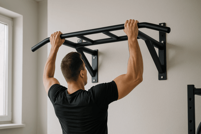 Illustration barre de traction placo — scène d'utilisation réaliste