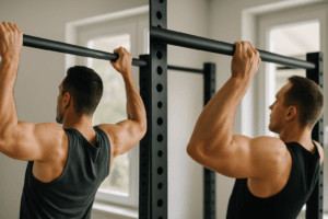 Tractions prise large vs prise serrée : comparaison visuelle sur barre de traction