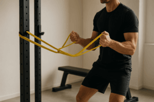 Illustration elastique traction — scène d'utilisation réaliste