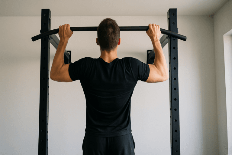 Illustration hauteur barre de traction — scène d'utilisation réaliste