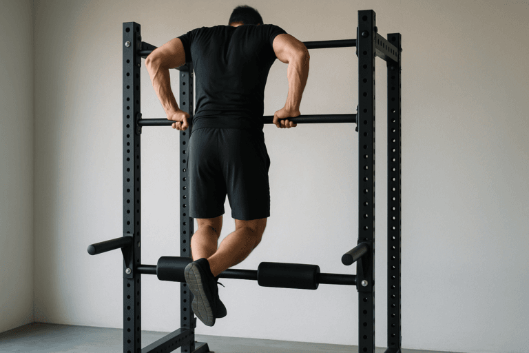 Illustration muscle up progression — scène d'utilisation réaliste