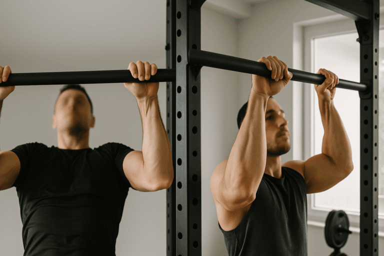 Tractions prise large vs prise serrée : comparaison visuelle sur barre de traction