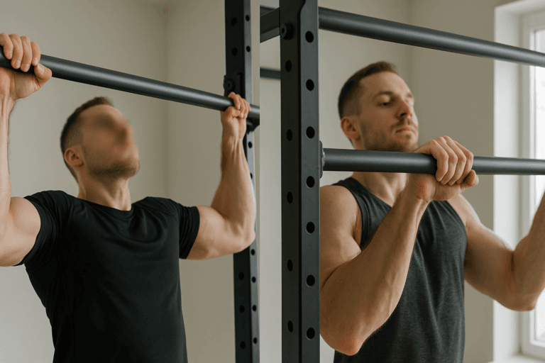 Tractions prise large vs prise serrée : comparaison visuelle sur barre de traction