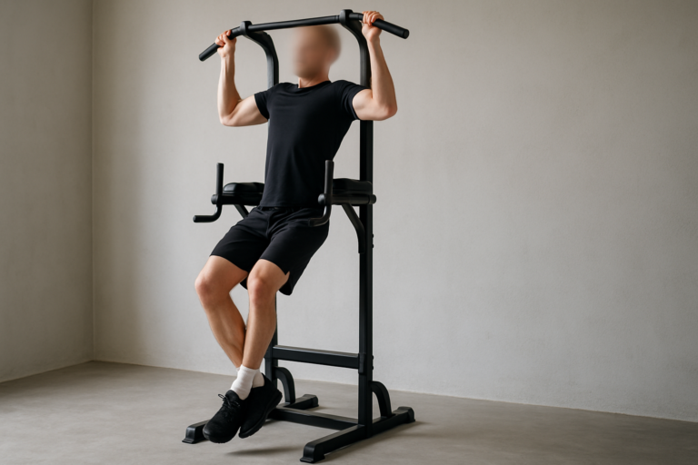 Illustration station traction sur pied — scène d'utilisation réaliste