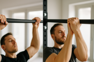 Tractions prise large vs prise serrée : comparaison visuelle sur barre de traction