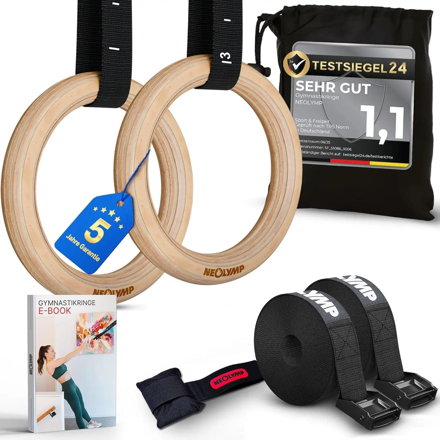 Anneaux de gymnastique NEOLYMP en bois