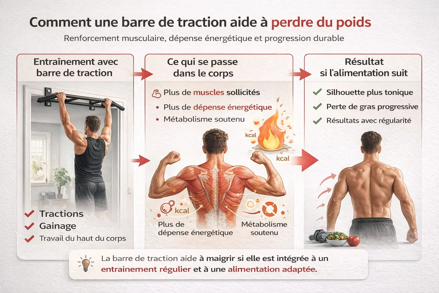 Comment une barre de traction aide à perdre du poids grâce au renforcement musculaire et à la dépense énergétique
