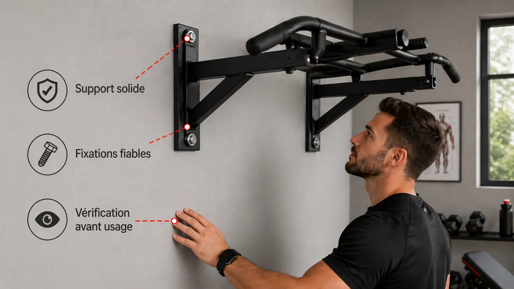 Vérification de la sécurité d’une fixation de barre de traction sur un mur