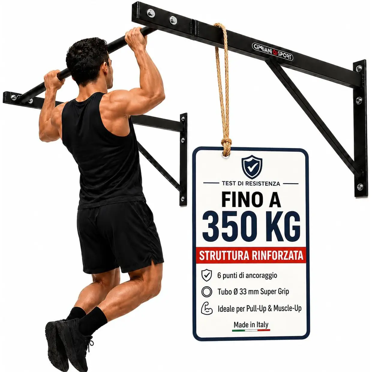 Barre de traction murale Cipriani sport charge annoncée jusqu’à 350 kg