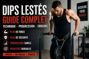 Dips lestés aux barres parallèles avec ceinture de lest