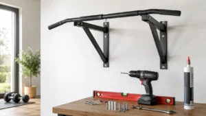 Fixation d’une barre de traction murale avec chevilles adaptées et scellement sécurisé